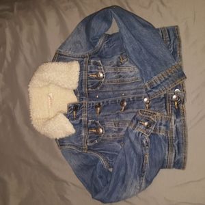 Toddler girls faux fur lined denim jacket 4/5 cat & jack